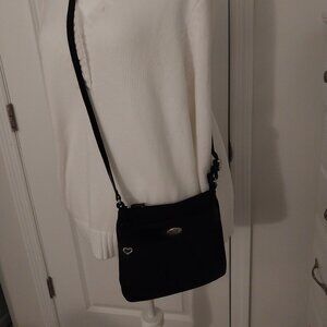 Brighton Black Crossbody Shoulder Bag with Heart Accent